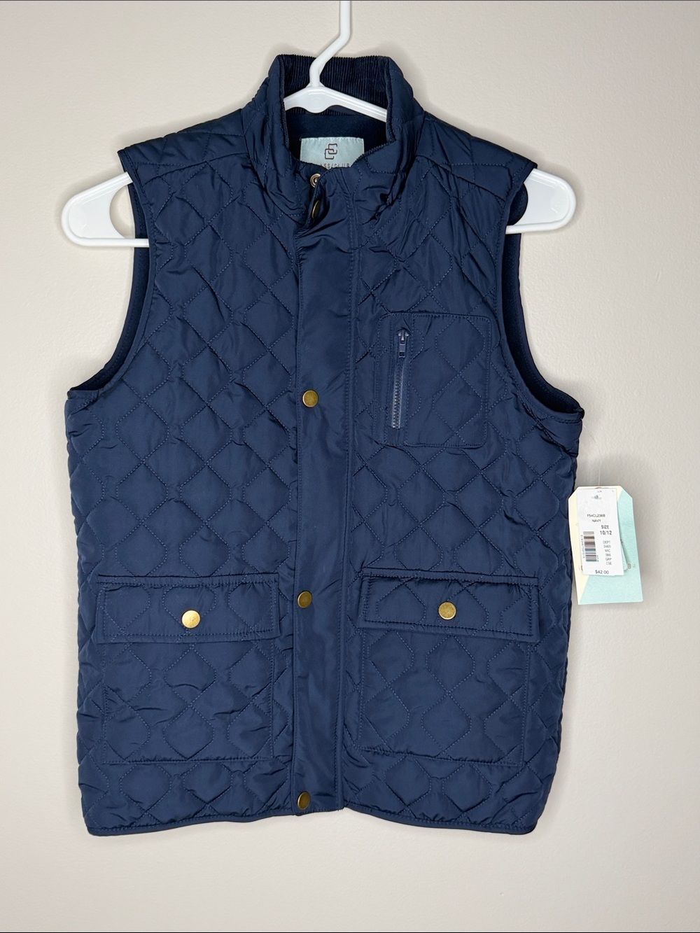 Class Club Navy Quilted Kids Vest with Snap & Zipper | NEW WITH TAGS!